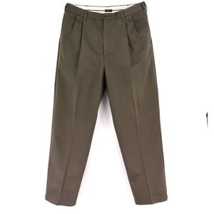 Covington Dress Pants Mens Sz 37x32 Brown 100% Cotton Pleated Front Straight Leg